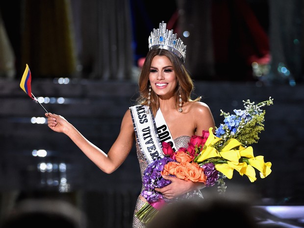 Ariadna Gutiérrez, da Colômbia, chegou a ser anunciada como vencedora do Miss Universo em Las Vegas, nos Estados (Foto: Ethan Miller/ Getty Images/ AFP)