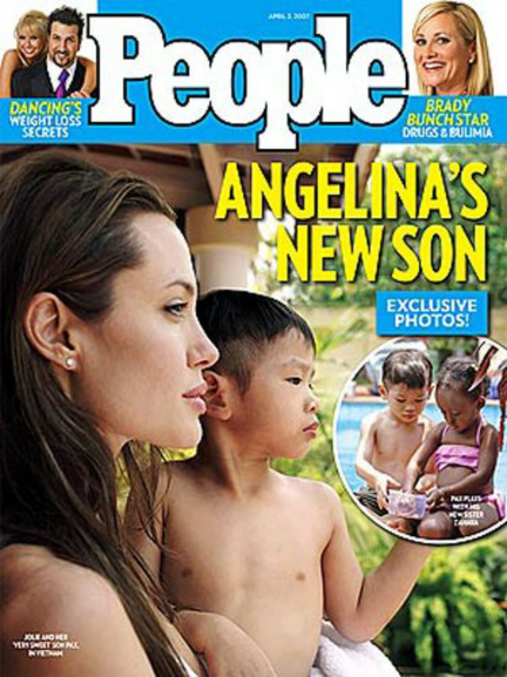 Angelina Jolie e o filho Pax Thien Jolie-Pitt na capa da revista People (Foto: Reprodução)