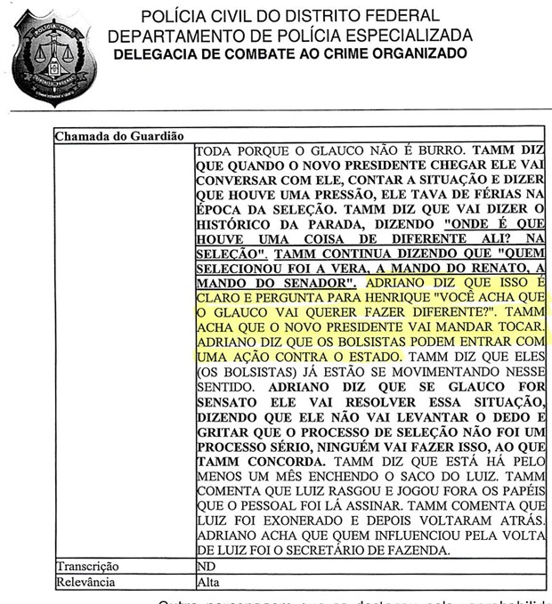Inquérito da Polícia Civil do Distrito Federal (Foto: Reprodução)