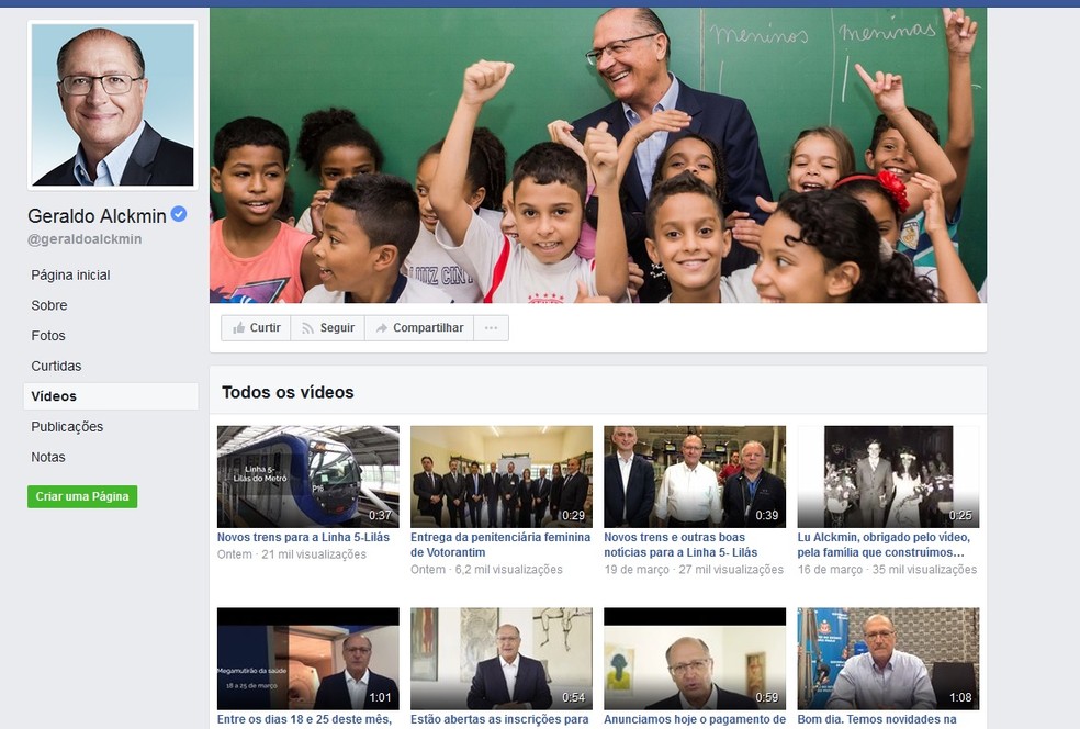 Alckmin intensificou a divulgação de suas ações como governador em vídeos nas redes sociais. (Foto: Reprodução/Facebook)