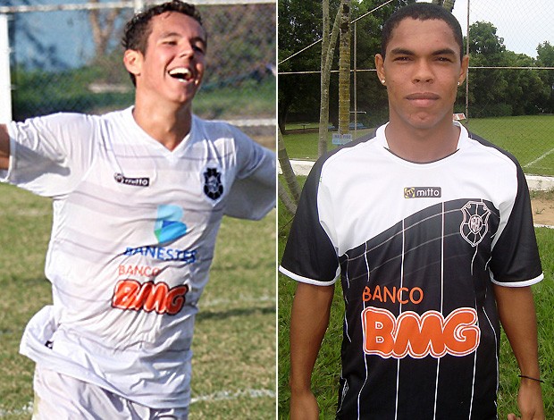 Victor Juffo e Tiago Moura, meia e atacante do Rio Branco-ES (Foto: Simon Dias e Deysiane Gagno)