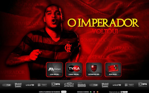 Print, Site oficial do Flamengo, Adriano (Foto: Reprodução / Site oficial do Flamengo)