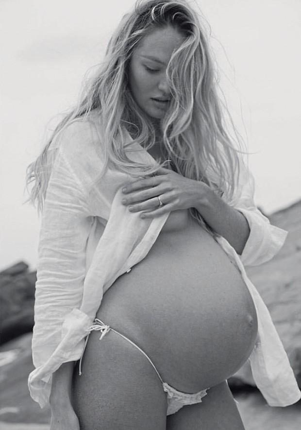 Candice aos oito meses de gravidez (Foto: Jerome Duran)