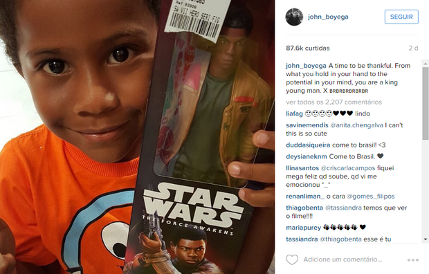 John Boyega em post no Instagram (Foto: Reprodução)