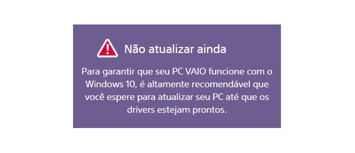 Sony recomenda que usuários aguardem até, pelo menos, outubro para atualizar seus VAIO para o Windows 10 (Foto: Reprodução/Filipe Garrett)