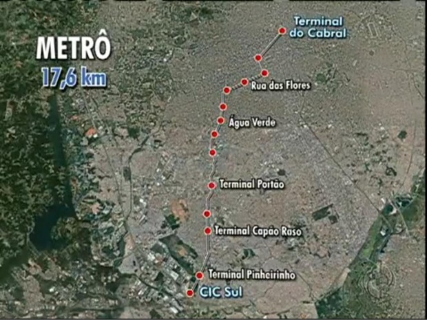 Novo projeto do Metrô de Curitiba (Foto: Reprodução/RPC TV)