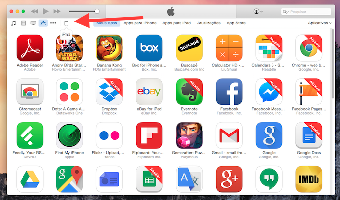 Conecte o dispositivo no computador e clique no ícone que representa ele no iTunes (Imagem: Reprodução)