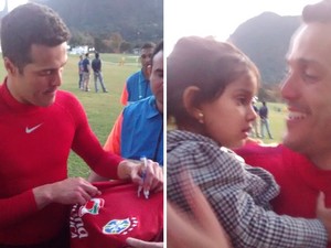 Goleiro Júlio César e Maria Luíza em Teresópolis (Foto: Arquivo pessoal/Fernanda Ribeiro)