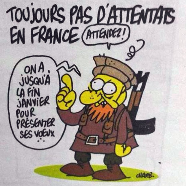 Ilustração mais recente de Charb, morto no ataque à revista Charlie Hebdo (Foto: Reprodução/Twitter)