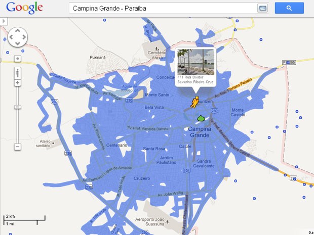 Campina Grande é a outra cidade paraibana incluída no Google Street View (Foto: Reprodução/Google Street View)