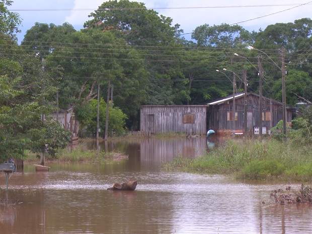 500 pessoas estão desalojadas por causa de cheia (Foto: Rede Amazônica/ Reprodução)