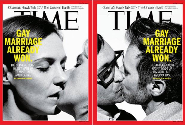 Capa da revista 'Time' publicada nesta semana mostra beijo gay (Foto: Reprodução)