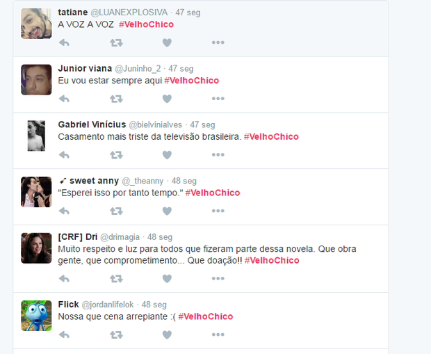 Final de Velho Chico emociona internautas (Foto: Reprodução/Twitter) Final de Velho Chico emociona internautas (Foto: Reprodução/Twitter)