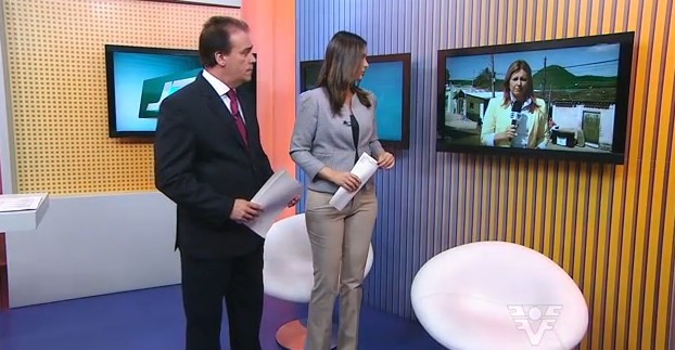 Tony Lamers e Vanessa Machado no Jornal da Tribuna 1ª Edição (Foto: Reprodução/TV Tribuna)