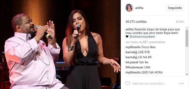 Arlindo Cruz e Anitta (Foto: Reprodução/ Instagram)