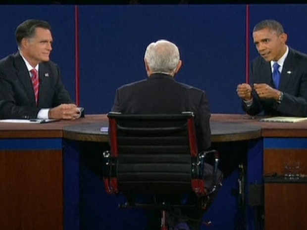 Obama e Romney fazem terceiro debate nos EUA (Foto: Reprodução Globo News)