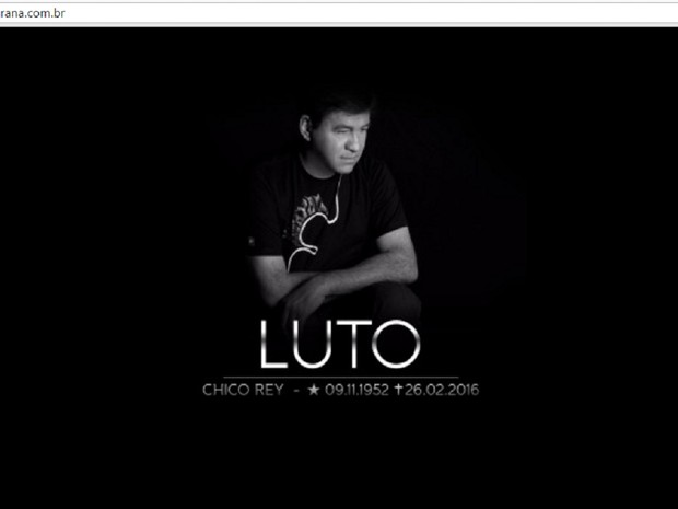 1700 Site oficial da dupla Chico Rey & Paraná exibia uma mensagem de luto com a foto do sertanejo (Foto: Reprodução)