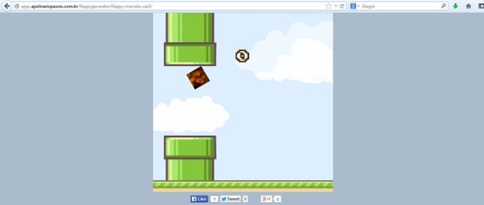 Jogo Flappy Marcela Vaz, criado no site Flappy Generator (Foto: Reprodução/Marcela Vaz)