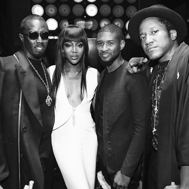P. Diddy, Naomi Campbell, Usher e Q-Tip (Foto: Reprodução/Instagram)