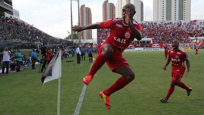 Flávio Boaventura América-RN comemora gol título (Foto: Fabiano Oliveira)