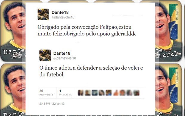 Dante v&ocirc;lei convoca&ccedil;&atilde;o brincadeira Felip&atilde;o (Foto: Reprodu&ccedil;&atilde;o / Twitter)