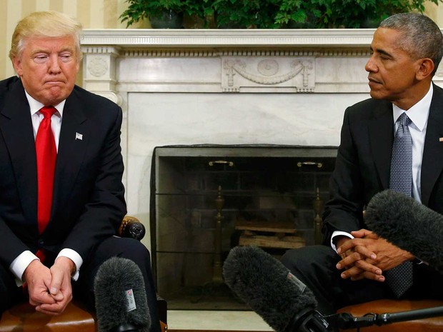 Encontro de Barack Obama e Donald Trump aconteceu na Casa Branca, na quinta-feira (10) (Foto: Kevin Lamarque/ Reuters)