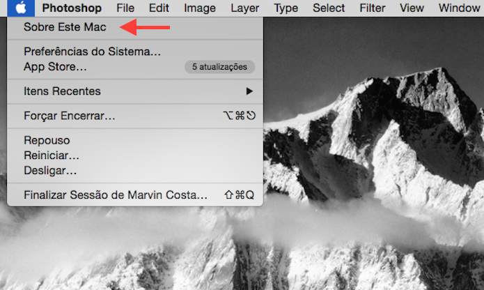 Acessando a página de informações de um Mac (Foto: Reprodução/Marvin Costa)
