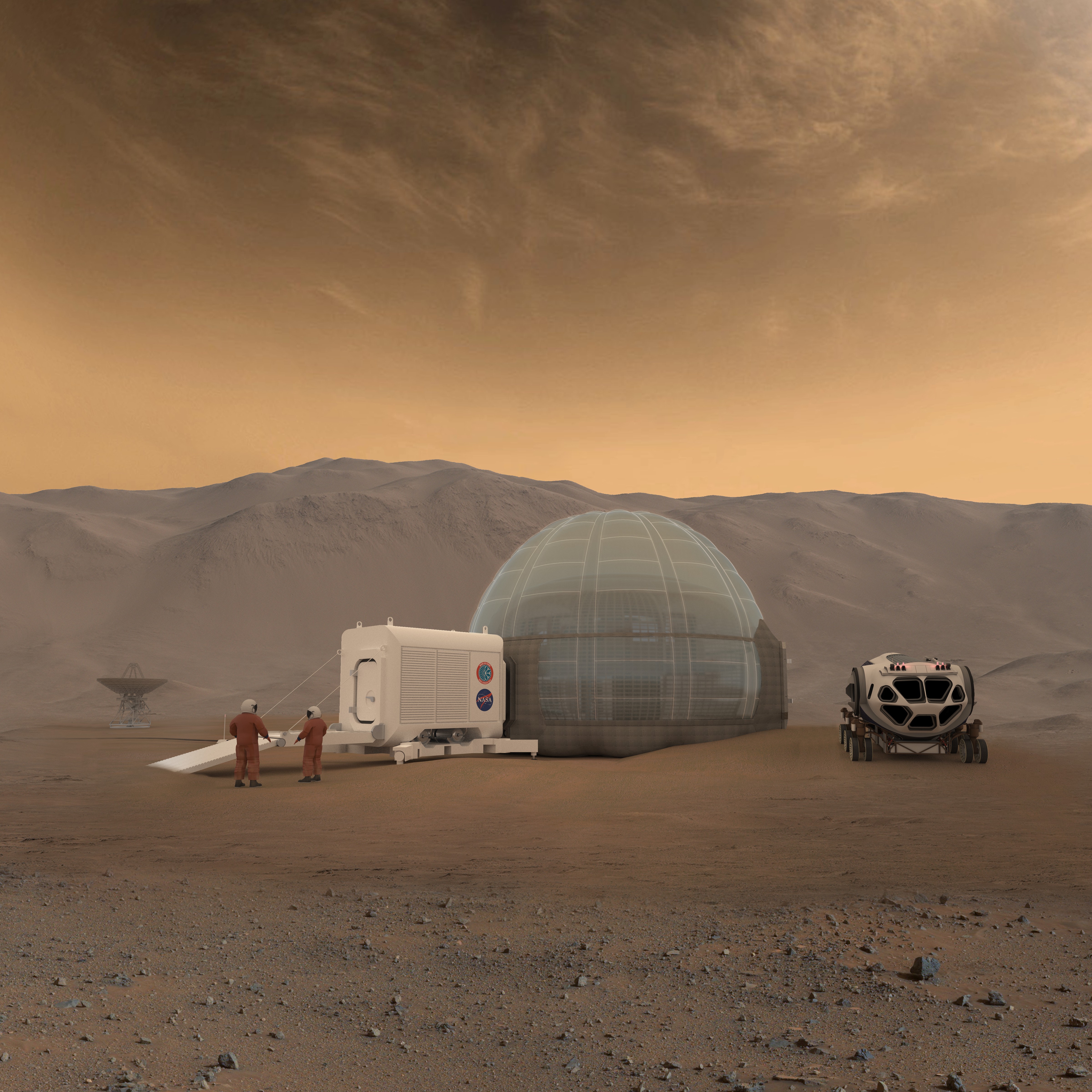 Projeção de uma casa para humanos em Marte (Foto: NASA/Clouds AO/SEArch)