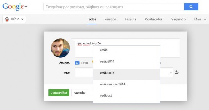 Recomendações de hashtags no Google+ (Foto: TechTudo)