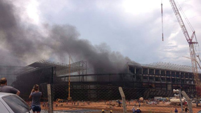 Incêndio na Arena Pantanal (Foto: Caíque Loureiro/Arquivo Pessoal)