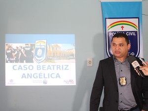 Delegado Marceone Ferreira apresenta novidades sobre o assassinato da menina Beatriz Mota (Foto: Taisa Alencar/G1)
