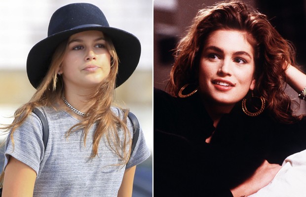 Kaia Gerber, em foto atual, aos 13 anos, e a mãe, Cindy Crawford, em 1989, aos 23 (Foto: x17/The Grosby Group e Getty Images) Kaia Gerber, em foto atual, aos 13 anos, e a mãe, Cindy Crawford, em 1989, aos 23 (Foto: x17/The Grosby Group e Getty Images)