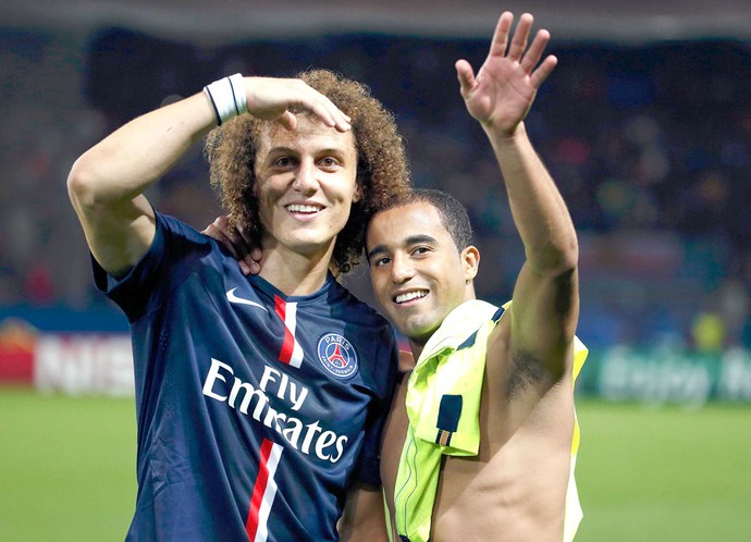 David Luiz e Lucas, PSG (Foto: Agência Reuters)