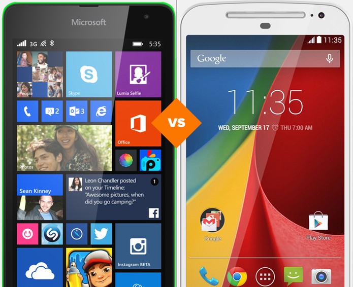 Lumia 535 ou Moto G: confira o comparativo de celular da semana (Foto: Arte/TechTudo) Lumia 535 ou Moto G: confira o comparativo de celular da semana (Foto: Arte/TechTudo)