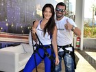 Laura Keller e Jorge Sousa saltam de bungee jump no Boulevard Olímpico