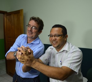 Celso Garcia, presidente da Amax, e João Carlos Passos, presidente do Alto Acre (Foto: Duaine Rodrigues)