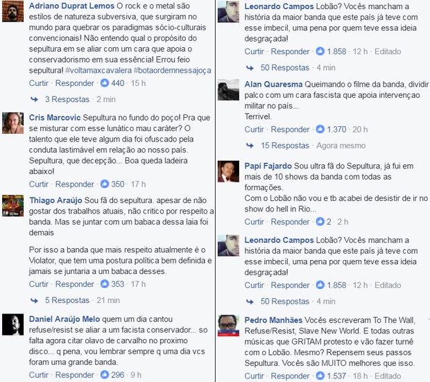 Internautas criticam show de Sepultura com Lobão (Foto: Facebook / Reprodução)