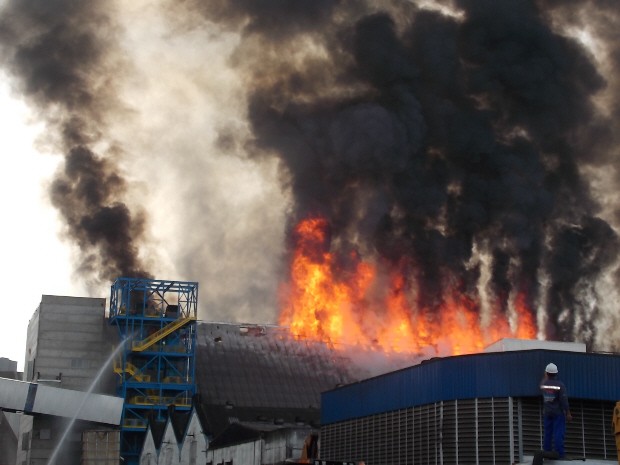 Incêndio destruiu pelo menos cinco terminais no Porto de Santos (Foto: Erinaldo Oliveira da Silva / VC no G1)