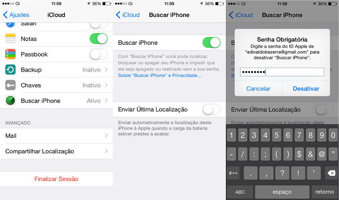 Desativando a função Buscar iPhone (Foto: Reprodução/Edivaldo Brito)