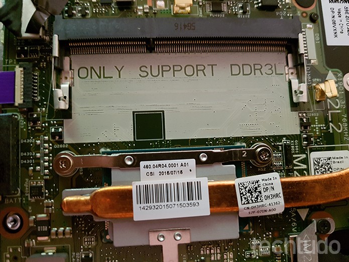 "Only support DDR3L" refere-se à compatibilidade restrita a pentes de memória DDR3L, chamados de DDR3 de baixa energia, ou baixa voltagem (Foto: Filipe Garrett/TechTudo) "Only support DDR3L" refere-se à compatibilidade restrita a pentes de memória DDR3L, chamados de DDR3 de baixa energia, ou baixa voltagem (Foto: Filipe Garrett/TechTudo)
