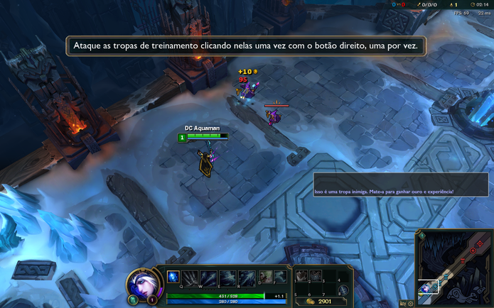 Para atacar um inimigo em League of Legends, pressione com o botão direito do mouse sobre ele (Foto: Reprodução/Caio Fagundes) Para atacar um inimigo em League of Legends, pressione com o botão direito do mouse sobre ele (Foto: Reprodução/Caio Fagundes)