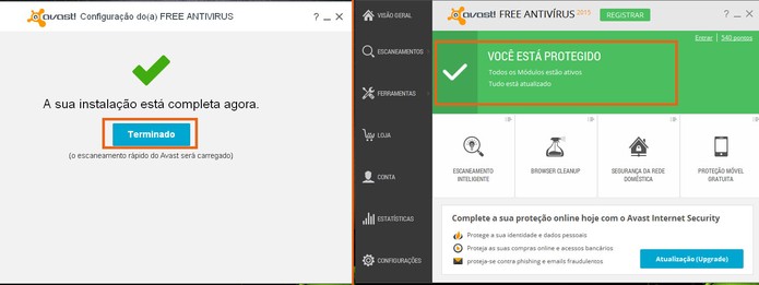 Conclua a instalação e execute o Avast no computador (Foto: Reprodução/Barbara Mannara) Conclua a instalação e execute o Avast no computador (Foto: Reprodução/Barbara Mannara)