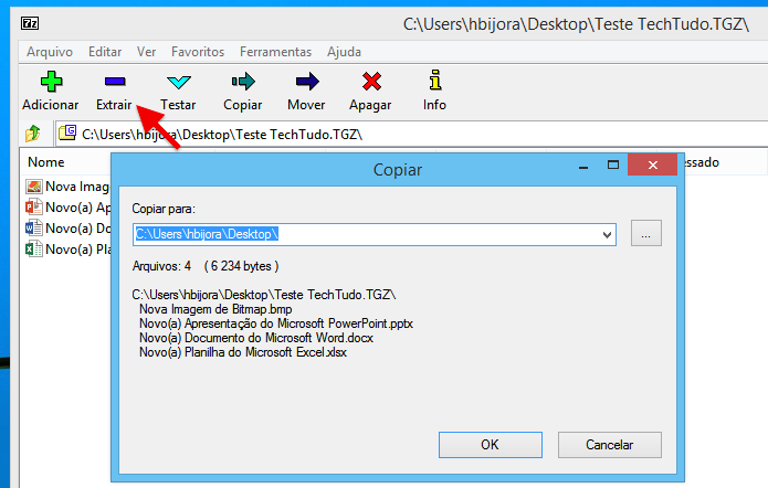 Extraindo arquivos com o 7-Zip (Foto: Reprodução/Helito Bijora)