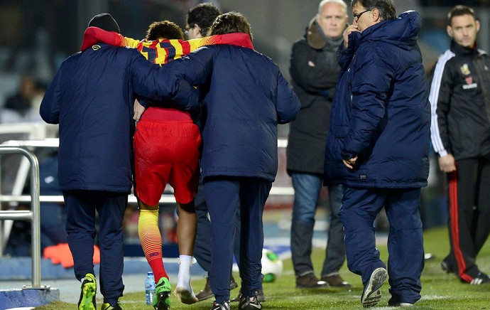 Neymar machucado jogo Barcelona e Getafe (Foto: AFP) Neymar machucado jogo Barcelona e Getafe (Foto: AFP)