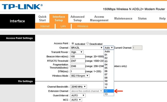 Seleção do canal indicado pelo Wifi Analyzer (Foto: Reprodução/Raquel Freire) (Foto: Seleção do canal indicado pelo Wifi Analyzer (Foto: Reprodução/Raquel Freire)) Seleção do canal indicado pelo Wifi Analyzer (Foto: Reprodução/Raquel Freire) (Foto: Seleção do canal indicado pelo Wifi Analyzer (Foto: Reprodução/Raquel Freire))