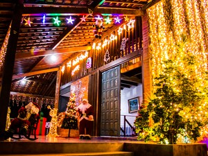 Luzes enfeitam a casa da família Cavalcante no Natal (Foto: Jonathan Lins/G1)