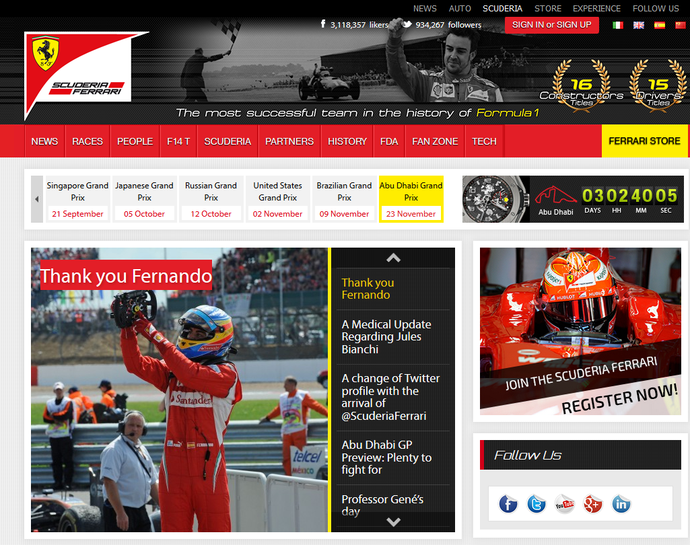 Site da Ferrari anuncia adeus de Fernando Alonso (Foto: Reprodução)