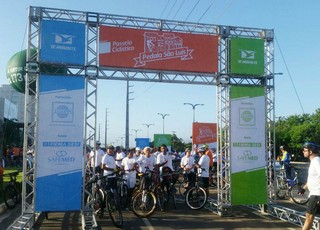Concentração do 3º Pedala São Luís começou logo cedo, por volta das 6h (Foto: Bruno Alves/Globoesporte.com)