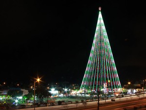 Árvore de Mirassol, em Natal, tem 500 mil lâmpadas de LED e 126 metros de altura (Foto: Alex Gurgel/G1)