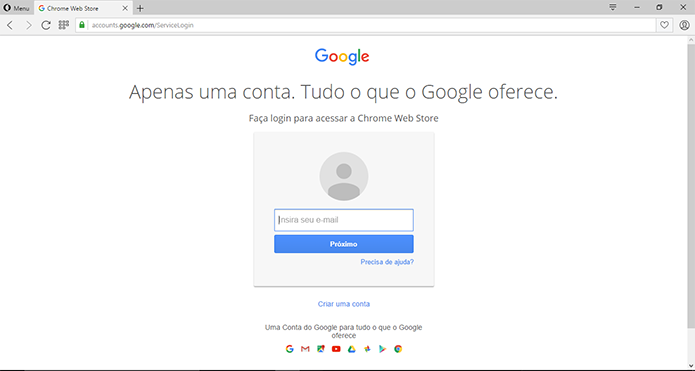 Usuário deve inserir dados do Google para sincronizar conta da Chrome Web Store (Foto: Reprodução/Elson de Souza)